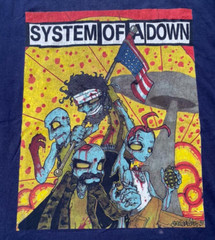 Vintage Soad System Of A Down American Flag Navy All Size Shirt AH1149