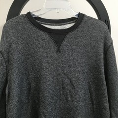VINCE Mens sz XL/Large Marled Dark Gray White Ribbed Inserts Pullover Shirt