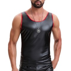 Men’s Faux Leather Sleeveless Vest Slim Fit Elastic Sexy Nightclub Punk Crop Top