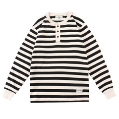 Mens Henry Shirt Sailor Striped Shirt Retro Heavy Cotton Classic Causal T-shirt