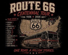 OFFICIAL Route 66 Centennial Tour Graphic T-Shirt Black L Unisex