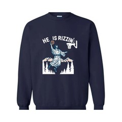 He Is Rizzin’ Sweatshirt, Jesus Basketball Easter Sweater, He Is Rizen Funny Eas