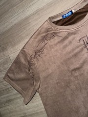 jk.ptwso Men’s Suede Texture Thorn Embroidery T-Shirt