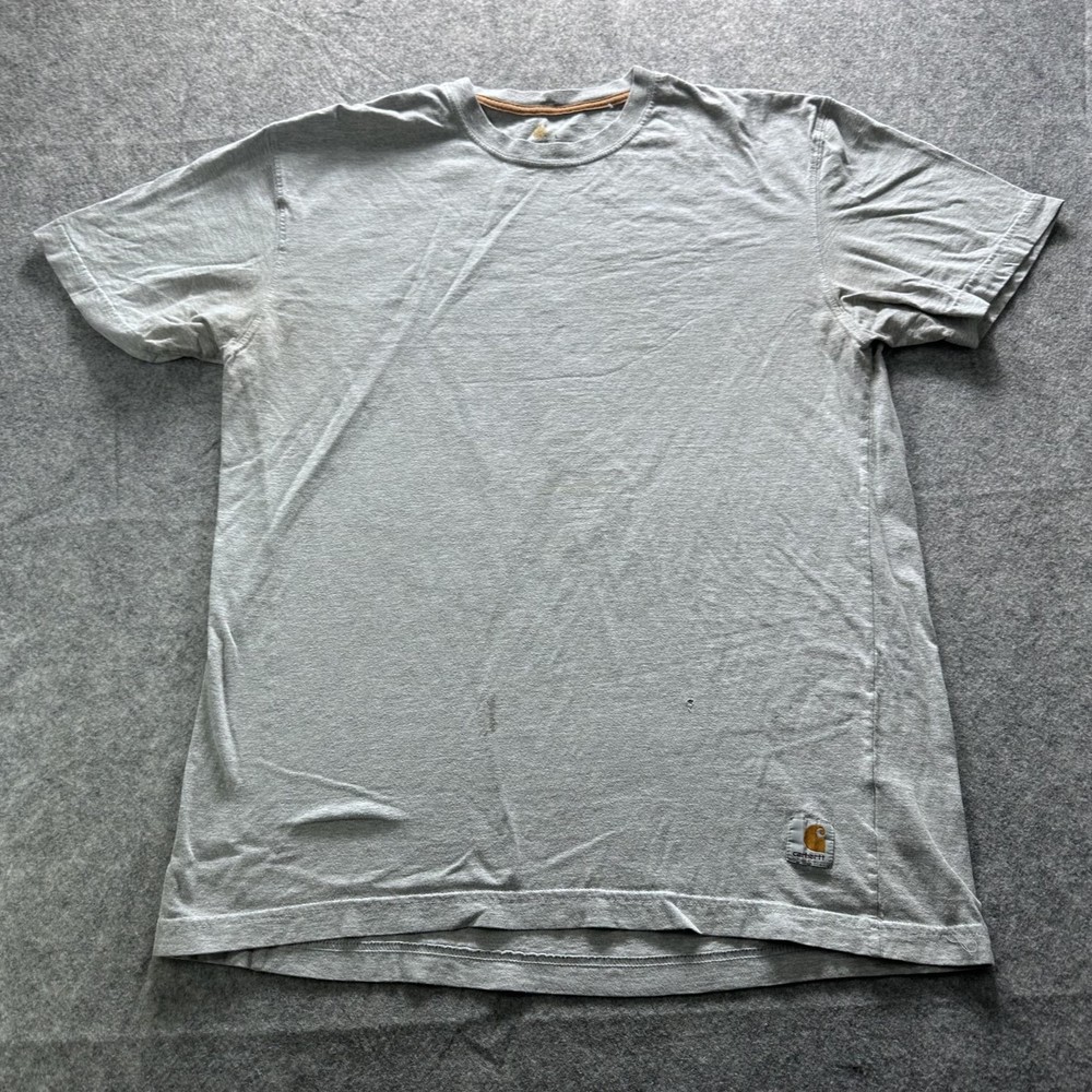 Carhartt Shirt Mens Large Gray Plain Logo Tagless Workwear Basic Tee Casual