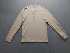 Old Navy Men Henley Shirt L Yellow Waffle Knit Long Sleeve Knit Casual Relaxed