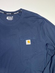 Carhartt Force Men’s XL Relaxed Fit Midweight Long-Sleeve Pocket T-Shirt Navy