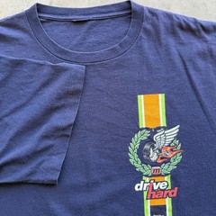 VTG 90s Mossimo Racing Car Single Stitch T-Shirt Navy Blue 2XL