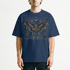 Luna Moth Galaxy Roses T-Shirt Gothic Witchy Celestial Boho Night Sky Gift Tee