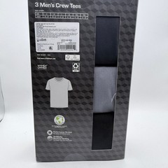 Athletic Works Crew Tees Mens 2XL 3-Pack Ultra Lite Mesh Black Grey