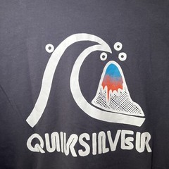Quiksilver Modern Fit T Shirt Mens Size Medium Navy Blue Double Sided Slim SS