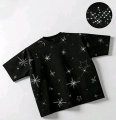 New Men Luxury Diamond Stars Rhinestones Fashion Black T-Shirt High Quality