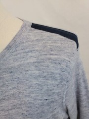 Vince Henley Tee T-Shirt Men’s Light Gray Heather Contrast Black Pocket Large