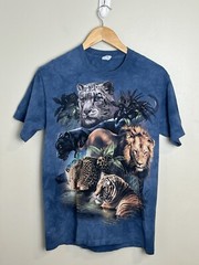 Vintage Tie Dye Shirt Sz Small Big Cats Lion Leopard Tiger Panther Delta Tag