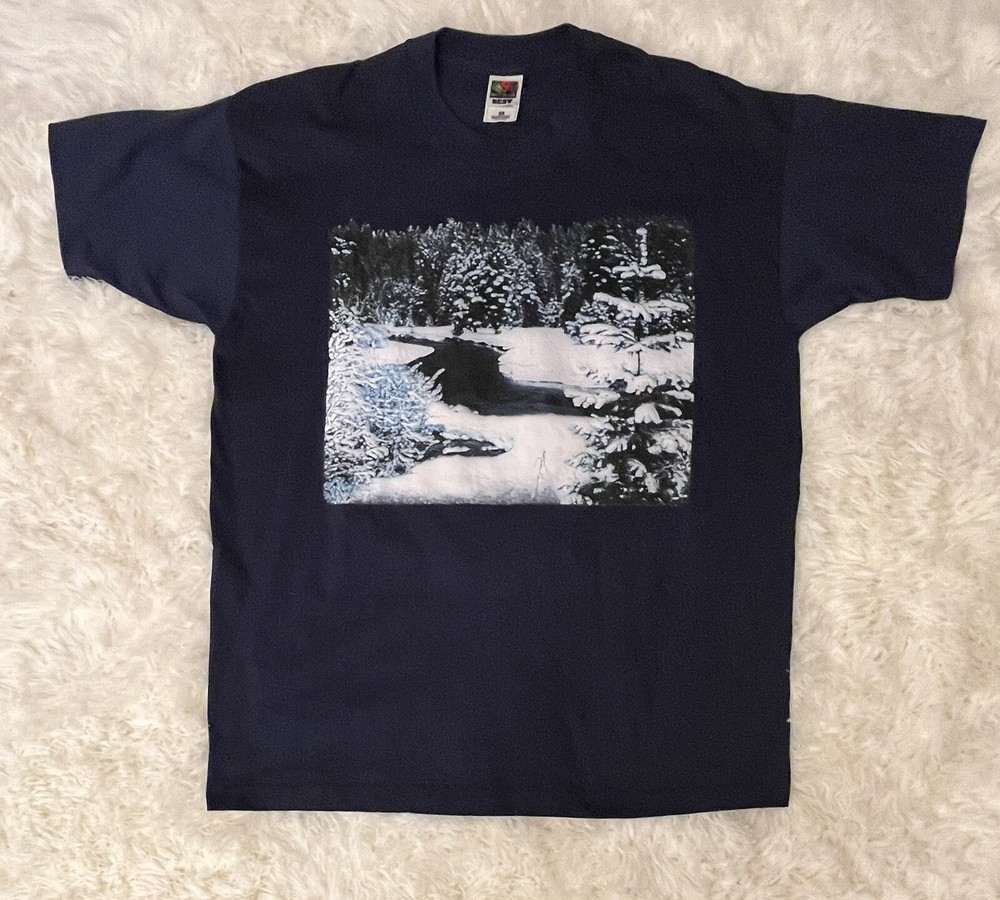 Vintage Graphic Tshirt Winter Scene Single Stitch Snowy Trees Creek 90s Size XL