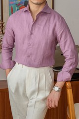 Men’s Cotton Linen Long Sleeve Shirt Slim Fit Casual Formal Summer Breathable OL