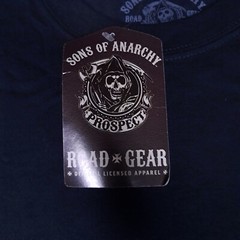 Sons Of Anarchy SOA T-shirt Mens Medium Black Skull Spellout Double Sided Y2k