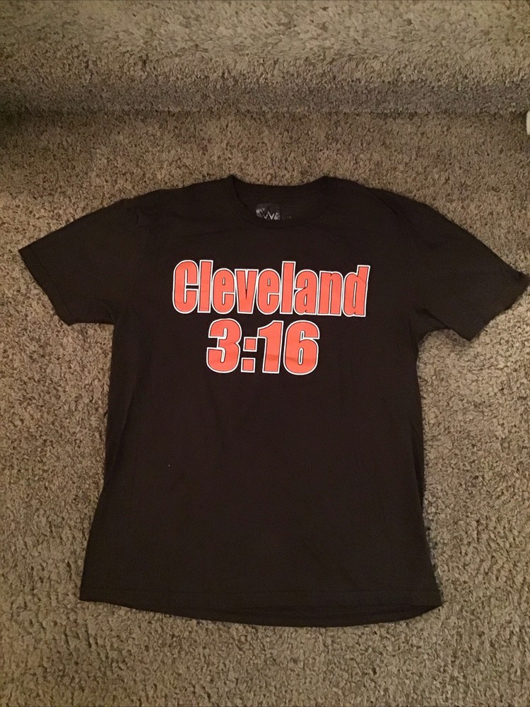 Authentic WWF Stone Cold Austin Cleveland 3:16 Browns Shirt Sz L Smoking Skull