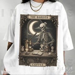 The Barista Skeleton Tarot Meme Shirt – Gothic Coffee Lover Tee