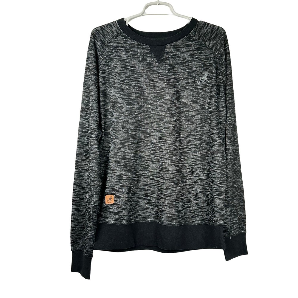 Kangol Men’s Sweater Knit with injet Effect Burnout Material Black Large