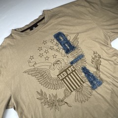 Red Ape Mens Graphic T-Shirt XL Tan Cotton Blend Streetwear Eagle Crest Tee