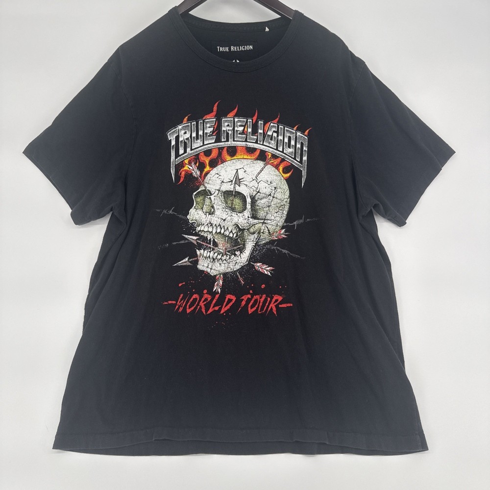 True Religion – World Tour- Skull Tee Shirt Men’s XXL 100% Cotton
