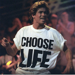 CHOOSE LIFE T-Shirt Wham George Michael Retro 80s Fancy Dress Unisex Tee