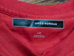 Greg Norman The Shark Pocket Red Golf T-SHIRT (Large) 23×31