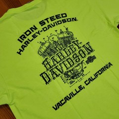 Harley-Davidson Shirt Mens Large Green Iron Steed Vacaville CA Graphic