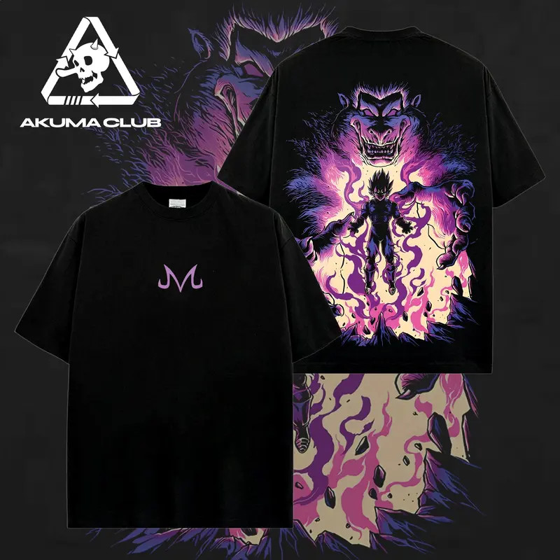 Vintage Prince of Saiyans Majin VEGETA Great Ape Dark Anime Streetwear T-Shirt