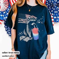 4th of July Raccoon Shirt Funny Patriotic Slushie America 250 Tee