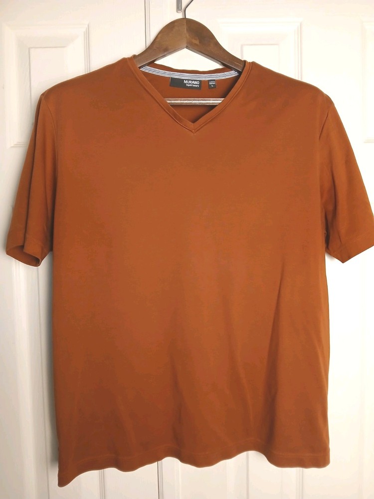 Murano Liquid Luxury Men’s T-shirt V Neck Rust Color Size Large Super Soft