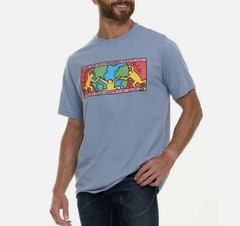 Keith Haring Tee Shirt Men Medium Blue Graphic Print Pop Shop Tokyo World Tour