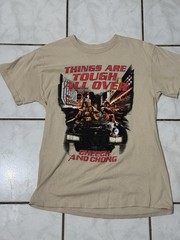 Cheech & Chong Men’s Beige Things Are Tough All Over Graphic Tee Size M