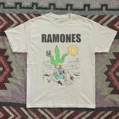 Ramones Skeleton Cactus Graphic T-shirt, Unisex White T-shirt, Size S-5XL