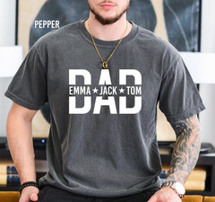 Custom Dad Shirt with Kids Names Personalized Father’s Day Gift Tee