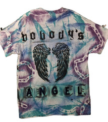 Hand Painted T Shirt Large White Black Blue Graffiti Rave Festival Dog Chains