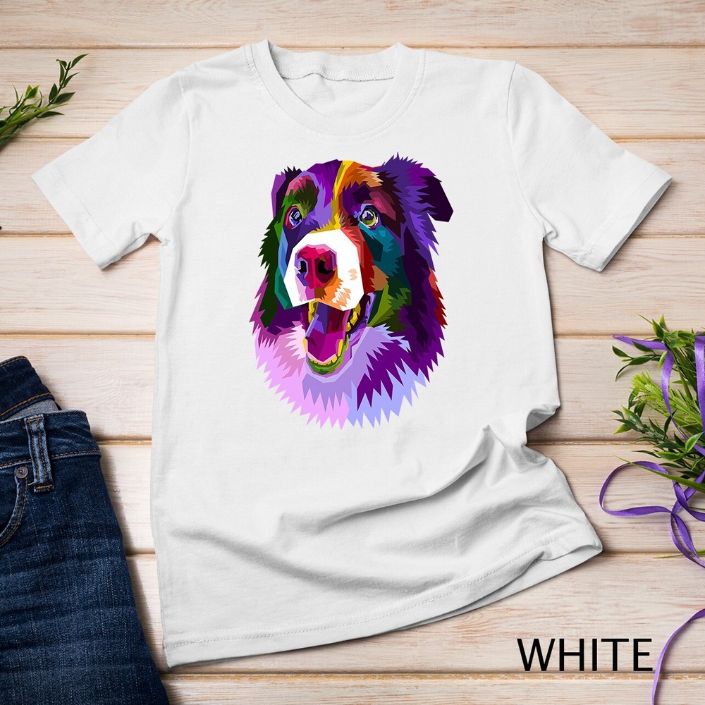 Border Collie Pop Art Portrait Colorful For Dog Owners Unisex T-shirt