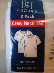 George Mens 2 Pack Short Sleeve Crew Neck Tee Tagless 💯 Cotton White SZ S 34-36