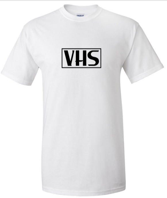 VHS T-shirt RETRO FUNNY Video Tape MOVIE GEEK Black White Red Green Blue Shirt