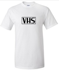VHS T-shirt RETRO FUNNY Video Tape MOVIE GEEK Black White Red Green Blue Shirt