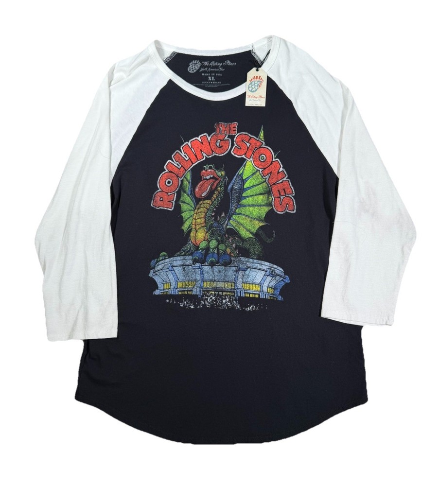 The Rolling Stones Dragon Raglan Sleeve Shirt Retro Lucky Brand Shirt XL NWT
