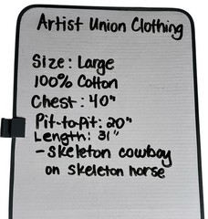 Artist Union T Shirt Large Skeleton Cowboy & Horse