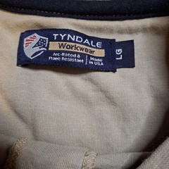 Tyndale Henley Shirt Mens Large Beige Flame Resistant FR CAT 2 Workwear USA
