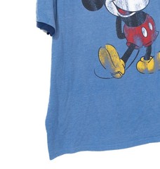 Vintage Blue Size M Mickey Mouse Graphic T-Shirt With Contrast Collar Mens