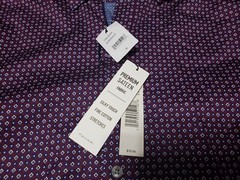 Tahari Men’s M stretch long sleeve shirt purple button up square print NWT