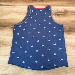 American Eagle Mens XS Blue Star Print Tank Top Patriotic Ringer Athletic Fit