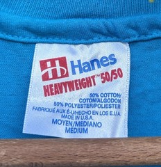 NOS! Vintage 90s HANES Heavyweight BLANK Blue Single Stitch 50/50 T Shirt Medium