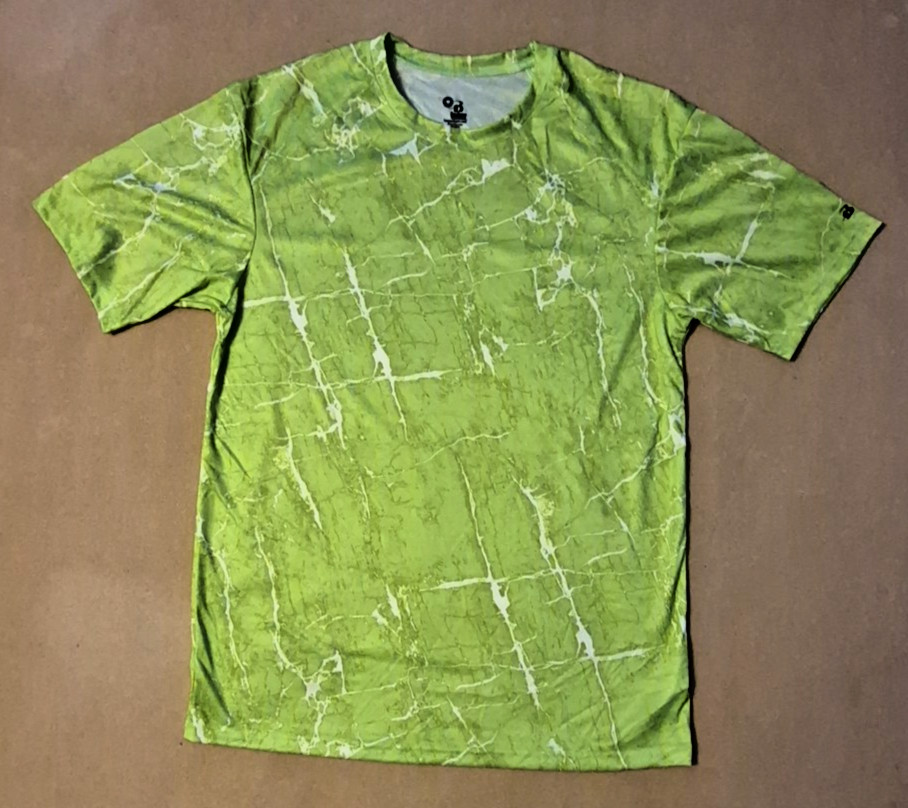 Badger Sport T Shirt Green Marble Size M