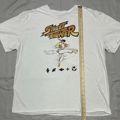 Street Fighter Shirt Mens XL White Ryu Kick Graphic Tee Capcom Video Game Art