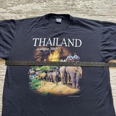 Vintage Thailand Jungle Tour Novelty Tee Men’s XXL Elephant Nature Black River
